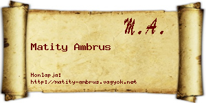 Matity Ambrus névjegykártya